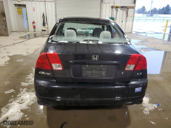 2005 Honda Civic Sdn LX SSRS with VIN 2HGES16685H568471, listed as a Copart auction lot 44326865 with 0 mi miles and Salvage Title. Bid and sale history available at carsss.com. Image 6.