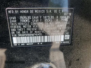 2019 Honda Fit EX with VIN 3HGGK5H80KM740455, listed as a Copart auction lot 61333505 with 27,504 mi miles and Salvage title. Bid and sale history available at DreamBid. Image 12.