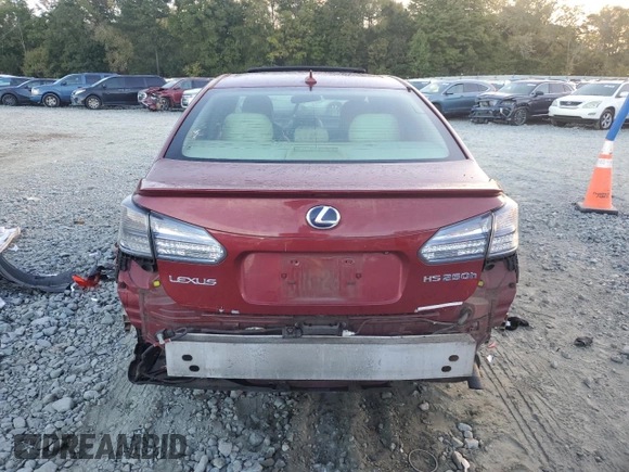 2010 Lexus HS with VIN JTHBB1BA1A2029767, listed as a Copart auction lot 75649754 with Not Provided miles and Salvage Title. Bid and sale history available at carsss.com. Image 6.