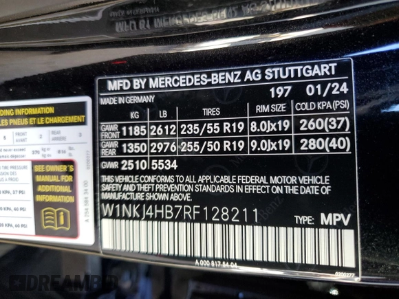 2024 Mercedes-Benz GLC with VIN W1NKJ4HB7RF128211, listed as a Copart auction lot 83117784 with 3,272 mi miles and Salvage Title. Bid and sale history available at carsss.com. Image 12.