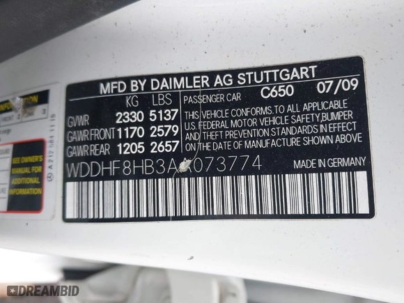 2010 Mercedes-Benz E-Class E 350 Luxury with VIN WDDHF8HB3AA073774, listed as a IAAI auction lot 41738885 with 205,553 mi miles. Bid and sale history available at carsss.com. Image 9.