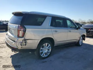 2022 Chevrolet Tahoe High Country with VIN 1GNSKTKL0NR285739, listed as a Copart auction lot 42721395 with 48,036 mi miles and Salvage Title. Bid and sale history available at carsss.com. Image 3.
