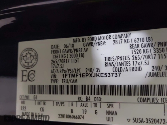 2018 Ford F-150 XL с VIN 1FTMF1EPXJKE53737, выставлен на аукционе IAAI как лот 42300187 с пробегом 93 289 миль миль и . История ставок и продаж доступна на DreamBid. Изображение 9.