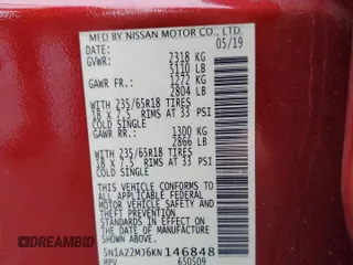 2019 Nissan Murano SL with VIN 5N1AZ2MJ6KN146848, listed as a Copart auction lot 79307124 with 85,325 mi miles and Salvage Title. Bid and sale history available at DreamBid. Image 13.