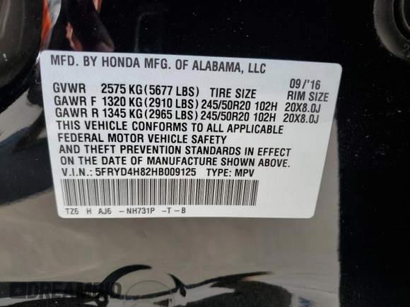 2017 Acura MDX w/Advance Pkg with VIN 5FRYD4H82HB009125, listed as a Copart auction lot 82146864 with 47,021 mi miles and Salvage Title. Bid and sale history available at carsss.com. Image 15.