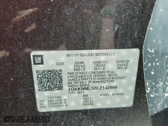 2020 GMC Acadia SLT с VIN 1GKKNMLS8LZ142969, выставлен на аукционе Copart как лот 52602155 с пробегом 112 227 миль миль и Списание • Salvage title. История ставок и продаж доступна на DreamBid. Изображение 15.