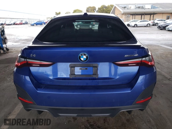 2023 BMW i4 eDrive40 with VIN WBY73AW07PFR45505, listed as a Copart auction lot 49113715 with 12,876 mi miles and Salvage Title. Bid and sale history available at carsss.com. Image 6.