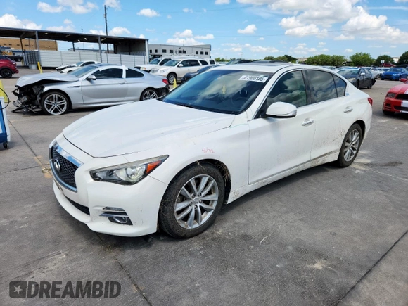 2015 Infiniti Q50 Premium with VIN JN1BV7APXFM337505, listed as a Copart auction lot 61900105 with 74,304 mi miles and Salvage title. Bid and sale history available at DreamBid. Image 1.