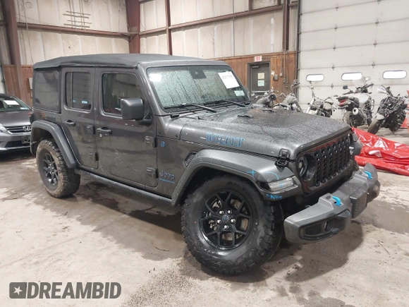 2024 Jeep Wrangler Sport S with VIN 1C4RJXN64RW162895, listed as a IAAI auction lot 42217515 with 8,442 mi miles and . Bid and sale history available at DreamBid. Image 1.