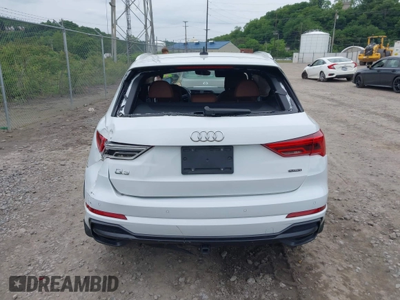 2022 Audi Q3 S line Premium Plus with VIN WA1EECF38N1031860, listed as a IAAI auction lot 42345075 with 27,171 mi miles and . Bid and sale history available at DreamBid. Image 16.