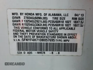 2013 Honda Pilot EX-L z VIN 5FNYF4H71DB057695, wystawiony jako Copart lot #51253785 z przebiegiem 147 701 mil mil oraz Szkoda całkowita • Salvage title. Historia ofert i sprzedaży dostępna na DreamBid. Obrazek 13.