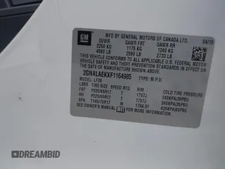 2015 Chevrolet Equinox LS with VIN 2GNALAEKXF1164985, listed as a IAAI auction lot 42134571 with 99,847 mi miles and . Bid and sale history available at DreamBid. Image 9.