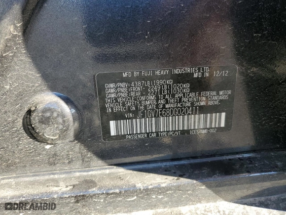 2013 Subaru Impreza Sedan WRX WRX with VIN JF1GV7E68DG020411, listed as a Copart auction lot 73301644 with 111,092 mi miles and Salvage Title. Bid and sale history available at carsss.com. Image 14.