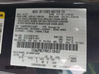 2022 Ford Mustang GT z VIN 1FA6P8CF9N5118407, wystawiony jako IAAI lot #42391902 z przebiegiem 25 355 mil mil oraz . Historia ofert i sprzedaży dostępna na DreamBid. Obrazek 9.
