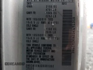 2013 Nissan NV200 SV z VIN 3N6CM0KN2DK691358, wystawiony jako Copart lot #85540004 z przebiegiem Nie podano mil oraz Szkoda całkowita • Salvage title. Historia ofert i sprzedaży dostępna na DreamBid. Obrazek 14.