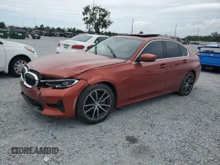 2021 BMW 3 Series 330i with VIN 3MW5R1J07M8C05310, listed as a Copart auction lot 51802115 with 54,399 mi miles and Salvage Title. Bid and sale history available at carsss.com. Image 1.
