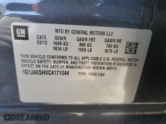 2012 Chevrolet Sonic LS z VIN 1G1JA6SHXC4171044, wystawiony jako Copart lot #45956415 z przebiegiem 133 324 mil mil oraz Szkoda całkowita • Salvage title. Historia ofert i sprzedaży dostępna na DreamBid. Obrazek 15.