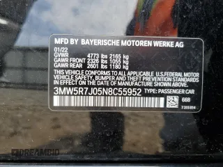 2022 BMW 3 Series 330i xDrive z VIN 3MW5R7J05N8C55952, wystawiony jako Copart lot #48732905 z przebiegiem 4 521 mil mil oraz Szkoda całkowita • Salvage title. Historia ofert i sprzedaży dostępna na DreamBid. Obrazek 14.