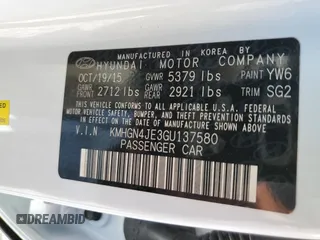 2016 Hyundai Genesis 3.8L with VIN KMHGN4JE3GU137580, listed as a Copart auction lot 70506344 with 75,158 mi miles and Salvage Title. Bid and sale history available at carsss.com. Image 12.