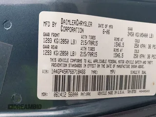 2006 Chrysler Town & Country with VIN 1A4GP45R76B718466, listed as a IAAI auction lot 42104395 with 260,634 mi miles and . Bid and sale history available at DreamBid. Image 9.