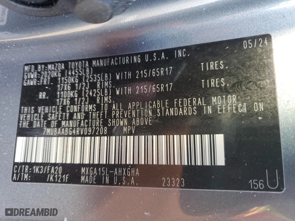 2024 Toyota Corolla Cross LE with VIN 7MUBAABG4RV097208, listed as a Copart auction lot 84685164 with NaN miles and Salvage Title. Bid and sale history available at carsss.com. Image 12.