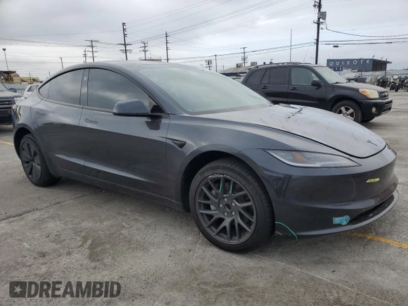 2025 Tesla Model 3 Long Range with VIN 5YJ3E1EA3SF941792, listed as a Copart auction lot 55505795 with 2,813 mi miles and Salvage title. Bid and sale history available at DreamBid. Image 4.