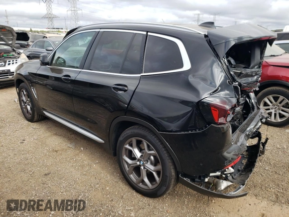 2023 BMW X3 xDrive30i with VIN 5UX53DP00P9S48442, listed as a Copart auction lot 70309554 with 0 mi miles and Salvage Title. Bid and sale history available at carsss.com. Image 2.