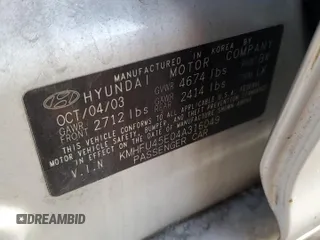 2004 Hyundai XG350 with VIN KMHFU45E04A316049, listed as a Copart auction lot 43229685 with 101,510 mi miles and Salvage Title. Bid and sale history available at carsss.com. Image 12.