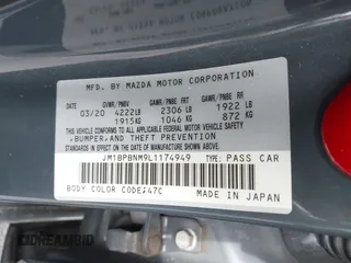 2020 Mazda 3 Premium z VIN JM1BPBNM9L1174949, wystawiony jako IAAI lot #41728868 z przebiegiem 68 968 mil mil oraz . Historia ofert i sprzedaży dostępna na DreamBid. Obrazek 9.