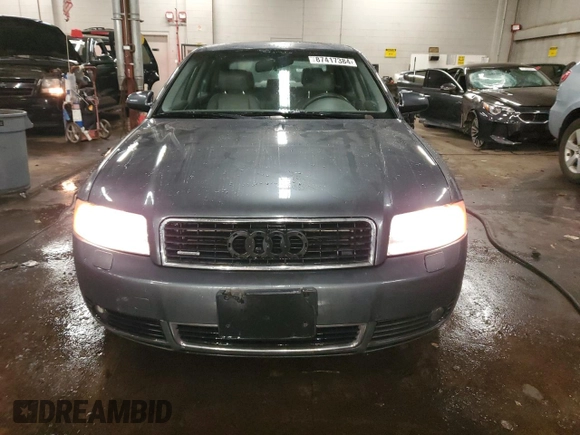 2003 Audi A4 1.8T with VIN WAULC68E53A264026, listed as a Copart auction lot 87417384 with 108,706 mi miles and Salvage Title. Bid and sale history available at carsss.com. Image 5.