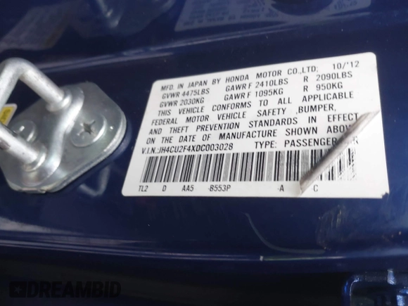 2013 Acura TSX with VIN JH4CU2F4XDC003028, listed as a IAAI auction lot 41561039 with 150,852 mi miles. Bid and sale history available at carsss.com. Image 9.