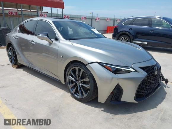 2023 Lexus IS 350 F Sport with VIN JTHGZ1B29P5068608, listed as a IAAI auction lot 42467225 with 17,266 mi miles and . Bid and sale history available at DreamBid. Image 1.