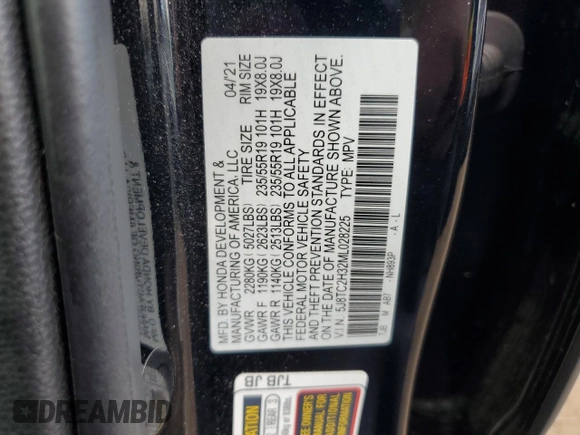 2021 Acura RDX with VIN 5J8TC2H32ML028225, listed as a Copart auction lot 61463255 with 52,880 mi miles and Salvage title. Bid and sale history available at DreamBid. Image 13.