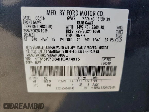 2017 Ford Explorer XLT z VIN 1FM5K7D84HGA14815, wystawiony jako Copart lot #66859125 z przebiegiem 189 613 mil mil oraz Czysty tytuł • Clean title. Historia ofert i sprzedaży dostępna na DreamBid. Obrazek 13.