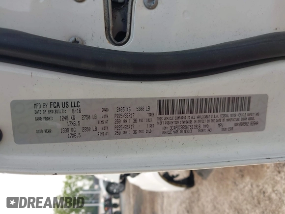 2017 Dodge Journey SXT z VIN 3C4PDCBB5HT511916, wystawiony jako IAAI lot #42391524 z przebiegiem Nie podano mil oraz . Historia ofert i sprzedaży dostępna na DreamBid. Obrazek 9.