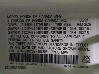 2025 Honda CR-V EX-L with VIN 2HKRS4H78SH407208, listed as a IAAI auction lot 41023125 with 5,817 mi miles and . Bid and sale history available at carsss.com. Image 9.
