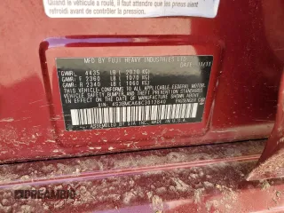 2012 Subaru Legacy 2.5i with VIN 4S3BMCA68C3012840, listed as a Copart auction lot 50399905 with 0 mi miles and Salvage Title. Bid and sale history available at carsss.com. Image 12.