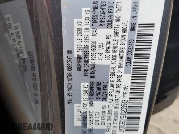 2018 Mazda CX-9 Grand Touring z VIN JM3TCBDY9J0208533, wystawiony jako Copart lot #59854635 z przebiegiem 90 263 mil mil oraz Szkoda całkowita • Salvage title. Historia ofert i sprzedaży dostępna na DreamBid. Obrazek 13.