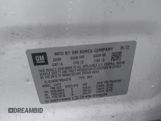 2022 Chevrolet Trax LS z VIN KL7CJNSM7NB543376, wystawiony jako IAAI lot #42245284 z przebiegiem 74 681 mil mil oraz . Historia ofert i sprzedaży dostępna na DreamBid. Obrazek 9.