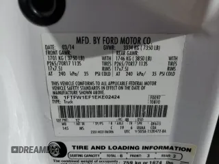 2014 Ford F-150 XL with VIN 1FTFW1EF1EKE02424, listed as a Copart auction lot 49651275 with 193,466 mi miles and Salvage Title. Bid and sale history available at carsss.com. Image 12.