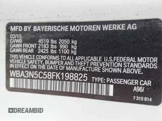 2015 BMW 4 Series 428i xDrive z VIN WBA3N5C58FK198825, wystawiony jako IAAI lot #41919172 z przebiegiem 125 421 mil mil oraz . Historia ofert i sprzedaży dostępna na DreamBid. Obrazek 9.