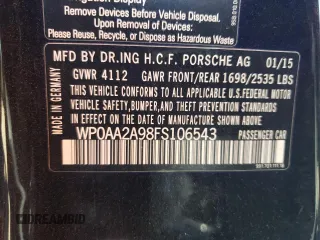 2015 Porsche 911 Carrera with VIN WP0AA2A98FS106543, listed as a Copart auction lot 73144614 with 16,987 mi miles and Salvage Title. Bid and sale history available at carsss.com. Image 13.