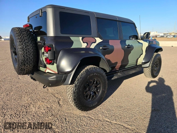 2022 Ford Bronco Raptor with VIN 1FMEE5JR6NLA50100, listed as a Copart auction lot 76635584 with 4,654 mi miles and Salvage Title. Bid and sale history available at carsss.com. Image 4.