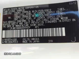 2013 Lexus RX 450h with VIN JTJBC1BAXD2059429, listed as a IAAI auction lot 42181781 with 188,825 mi miles and . Bid and sale history available at DreamBid. Image 9.