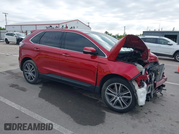 2021 Ford Edge Titanium with VIN 2FMPK4K91MBA16896, listed as a IAAI auction lot 42334583 with 37,508 mi miles and . Bid and sale history available at DreamBid. Image 1.