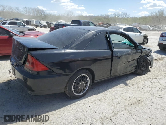 2001 Honda Civic EX with VIN 1HGEM22921L042589, listed as a Copart auction lot 52429515 with 204,141 mi miles and Salvage Title. Bid and sale history available at carsss.com. Image 3.