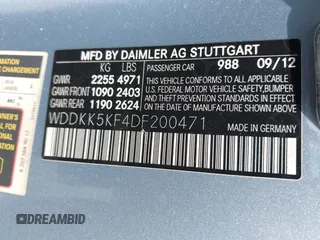 2013 Mercedes-Benz E 350 with VIN WDDKK5KF4DF200471, listed as a IAAI auction lot 42046633 with 76,116 mi miles and . Bid and sale history available at DreamBid. Image 9.
