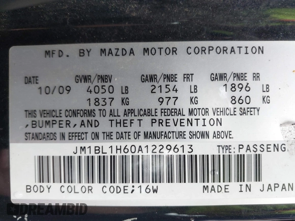 2010 Mazda 3 S Sport with VIN JM1BL1H60A1229613, listed as a IAAI auction lot 42262193 with Not Provided miles and . Bid and sale history available at DreamBid. Image 9.