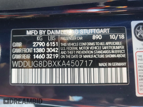 2019 Mercedes-Benz S 560 z VIN WDDUG8DBXKA450717, wystawiony jako Copart lot #53989545 z przebiegiem 25 621 mil mil oraz Szkoda całkowita • Salvage title. Historia ofert i sprzedaży dostępna na DreamBid. Obrazek 13.