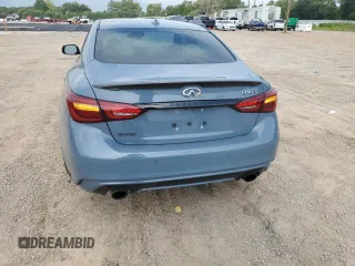 2021 Infiniti Q50 Red Sport 400 with VIN JN1FV7DPXMM850473, listed as a Copart auction lot 67663204 with 63,692 mi miles and Salvage Title. Bid and sale history available at DreamBid. Image 6.